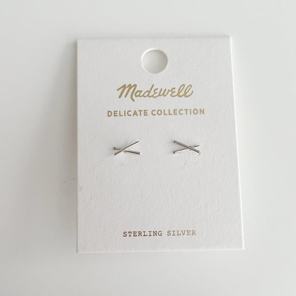 Madewell Delicate Collection Demi-Fine X Stud Earrings (Sterling Silver) - Picture 3 of 3